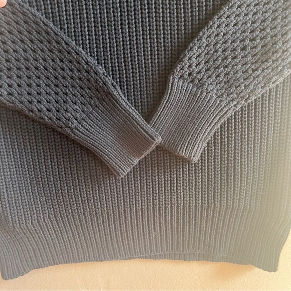 ATHLETA  Black Knit Yogi Mesh Volume Sleeve Sweater in Small - Picture 5 of 15